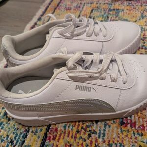 Puma White Sneakers with Silver Accents